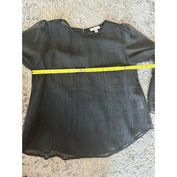 Stellah Semi Sheer Long Ruffled Sleeves Bell Cuff Blouse Sz Small - Picture 8 of 10